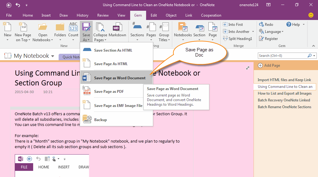 Save OneNote Page As Word Document And Keep The Page Background Color 
