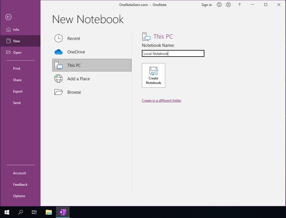 OneNote Download From OneNote Install In Win10 Can Create Local 