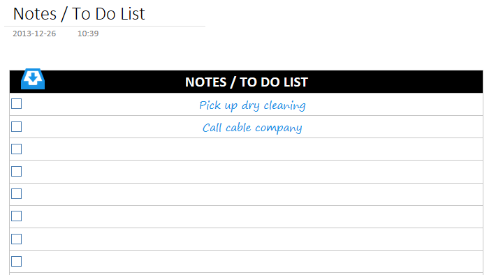 Notes / To Do List Template