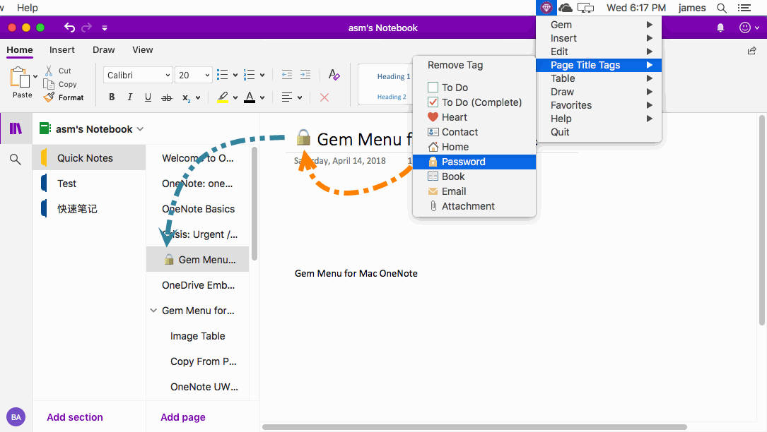 onenote for mac meeting details