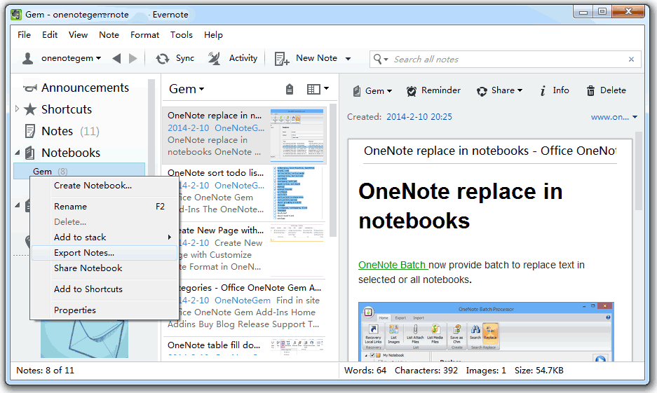 microsoft onenote import from evernote