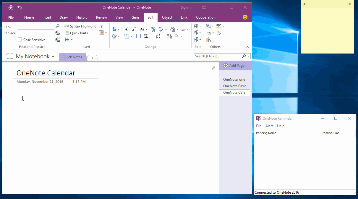 Using Calendar to Manage Pages and Reminders in OneNote Office