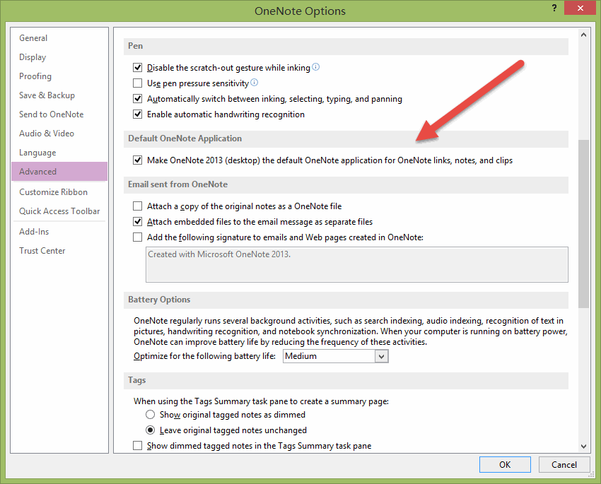 setting up onenote for work