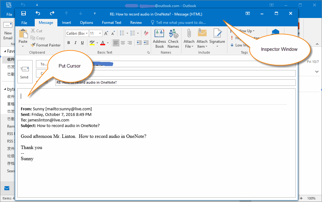 outlook email text only