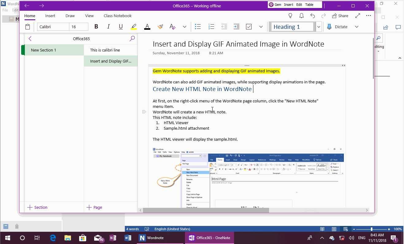 Save The Content Of OneNote For Windows 10 As A Word Document Into 