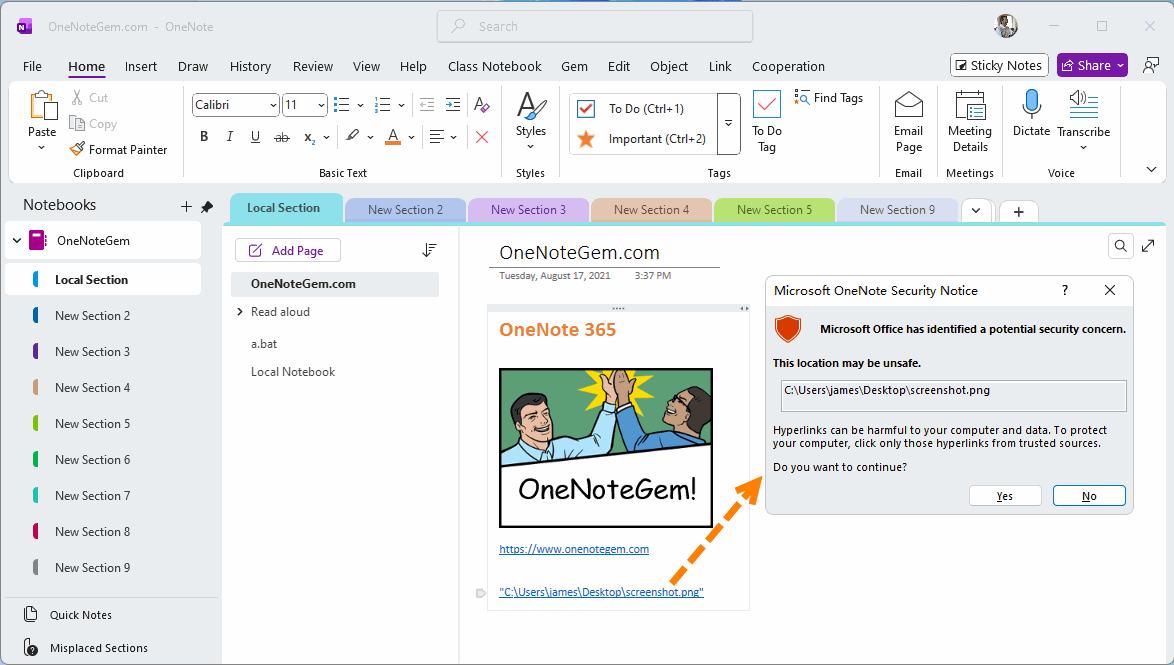 Microsoft OneNote Security Notice