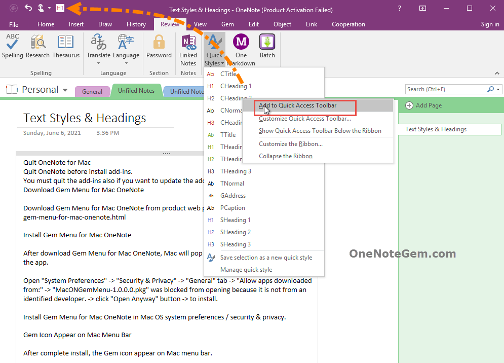 review onenote gem