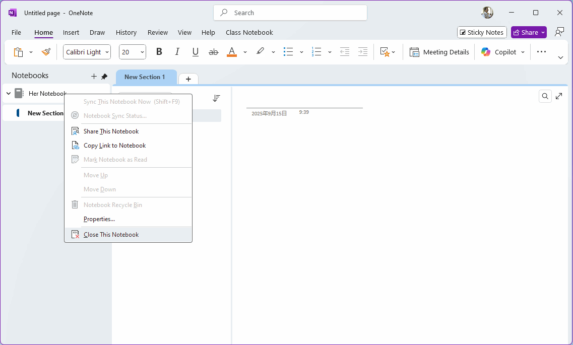 Close all notebooks in Office OneNote