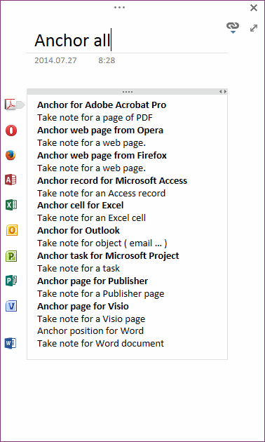 Anchor all to OneNote