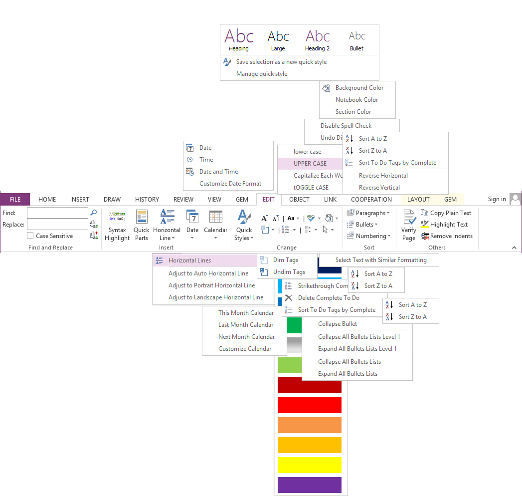 onenote tab notes