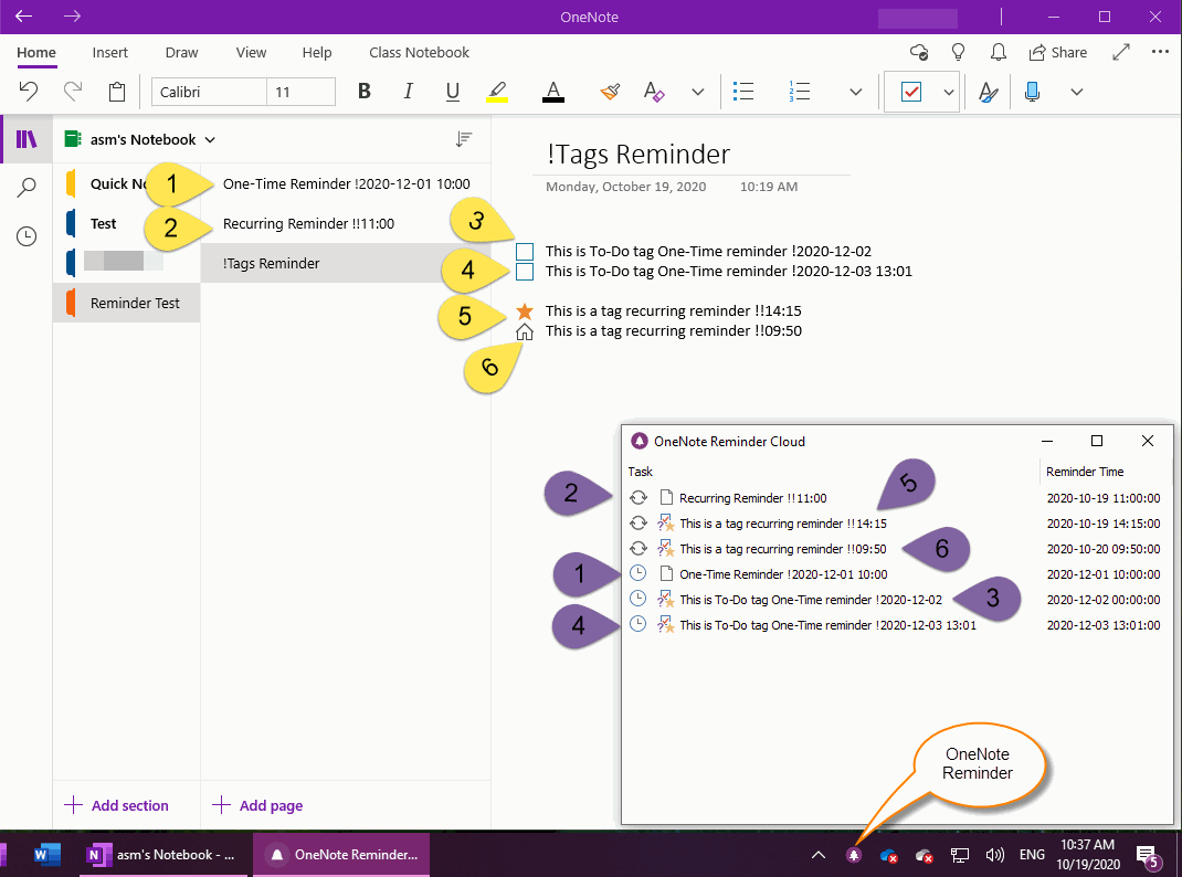 Reminder Onenote